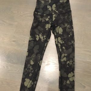 lululemon athletica Black and Green Butterfly Leggings